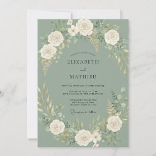 Convites Casamento Florestal Atemporal em Verde Sage