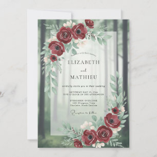 Convites Casamento Florestal Atmosférico Borgonha