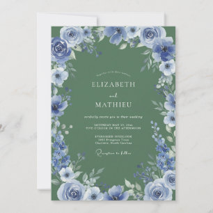 Convites Casamento Florestal Botânico Azul
