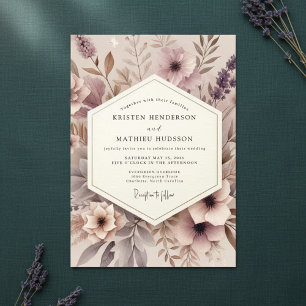 Convites Casamento Florestal com Flor de Malva