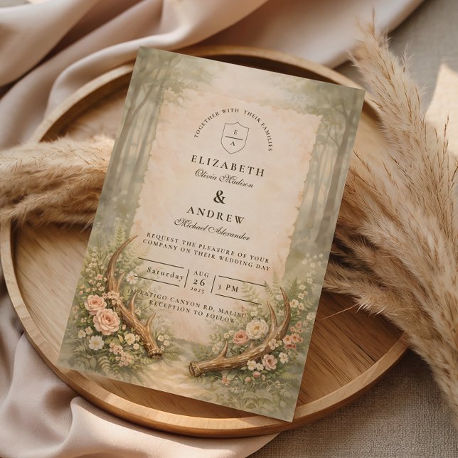 Convites Casamento Florestal com Galhadas (Criador carregado)