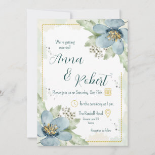 Convites Casamento Florestal De Esquecer-Me-Não-Aquarela
