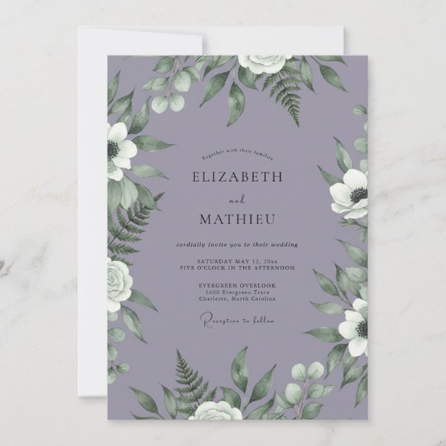 Convites Casamento Florestal de Lavanda Mal-humorada (Frente)