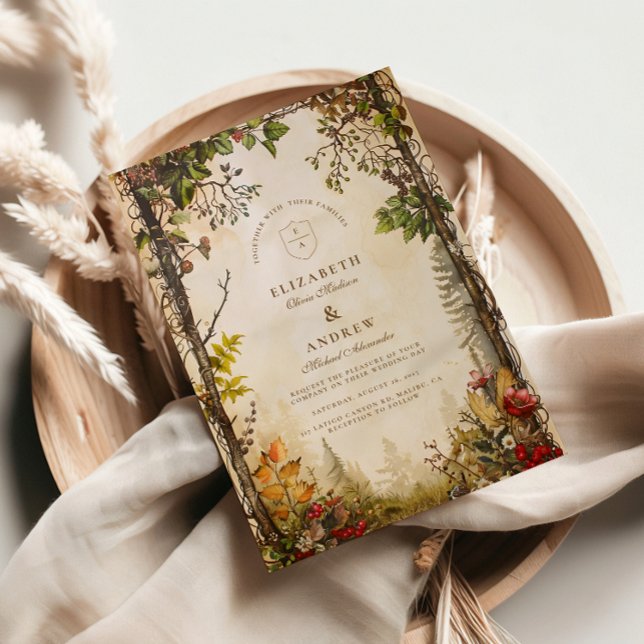 Convites Casamento Florestal de Queda de Woodland (Criador carregado)