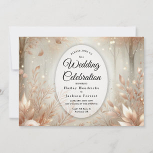 Convites Casamento Florestal Encantado de ouro Rosewood