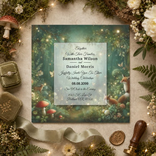 Convites Casamento Florestal Encantado Emerald Green