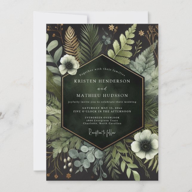 Convites Casamento Florestal Esmeralda Sombrio (Frente)