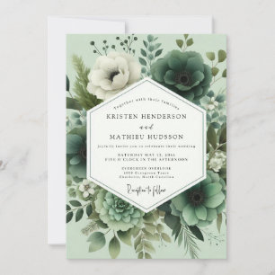 Convites Casamento Florestal Floral Esmeralda