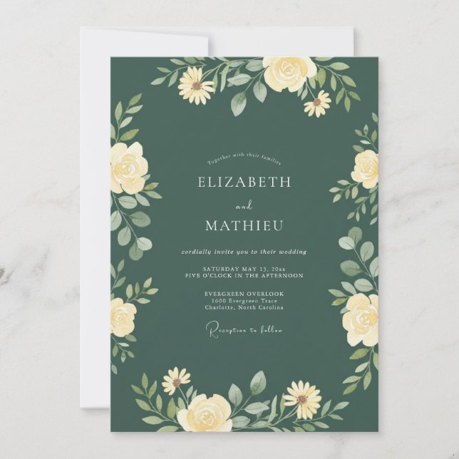Convites Casamento Florestal Mal-humorado em Verde Pinho (Frente)
