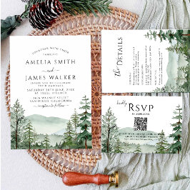 Convites Casamento Florestal Rustic Mountain Woodland Ao Ex