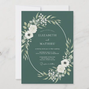 Convites Casamento Florestal Verde Elegante