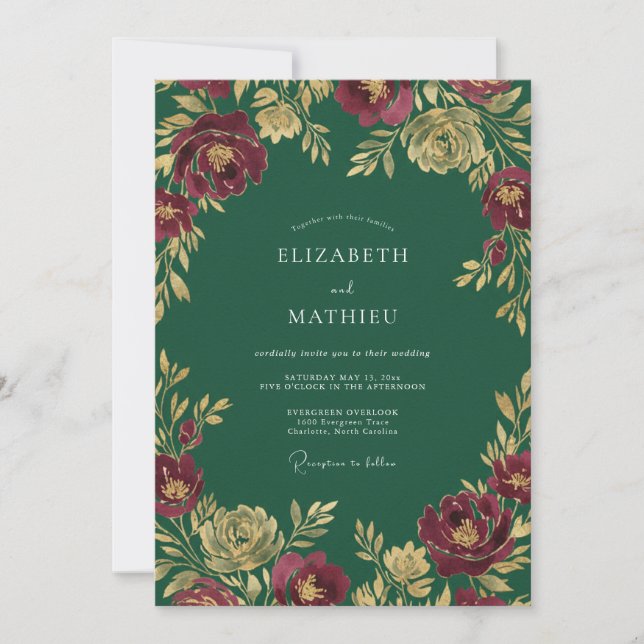 Convites Casamento Florestal Verde Grandioso Outonal (Frente)