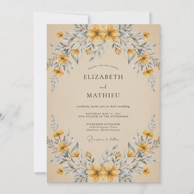 Convites Casamento Florestal Vintage Marrom (Frente)