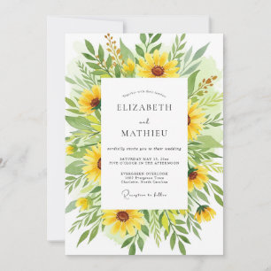 Convites Casamento Florido Amarelo Vibrante