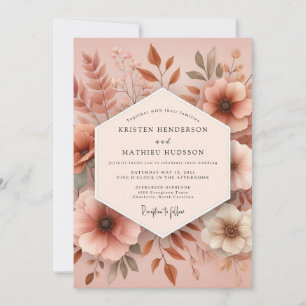 Convites Casamento Florido Boho Terracota
