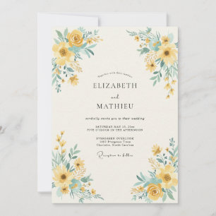 Convites Casamento Florido Botânico Amarelo