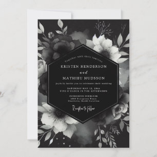 Convites Casamento Florido Charcoal Gothic