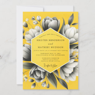 Convites Casamento Florido com Carvão Amarelo
