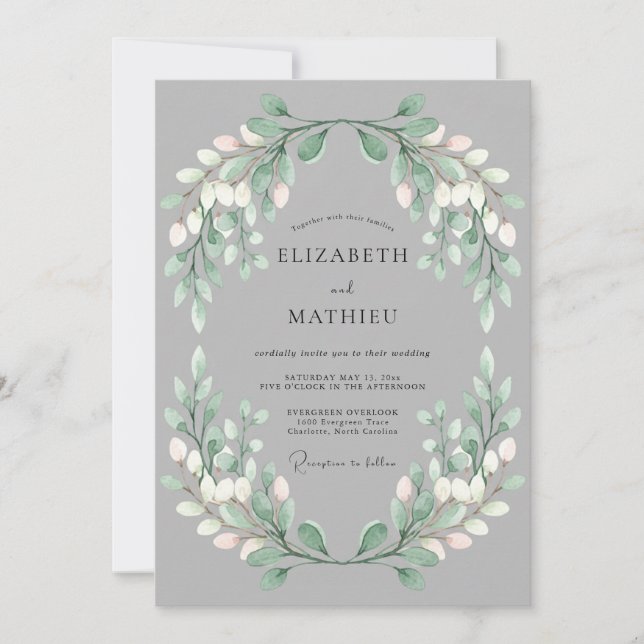 Convites Casamento Florido de Sage Verdant (Frente)