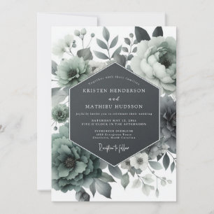 Convites Casamento Florido e Sombrio Ash Green