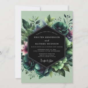 Convites Casamento Florido Esmeralda Moody
