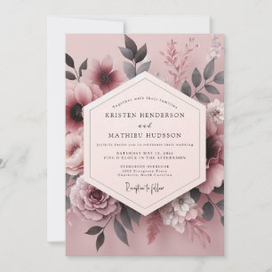Convites Casamento Florido Fumaça Malva