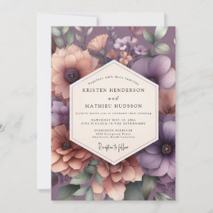Convites Casamento Florido Malva Sombrio
