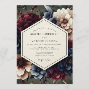 Convites Casamento Florido Merlot Rembrandt