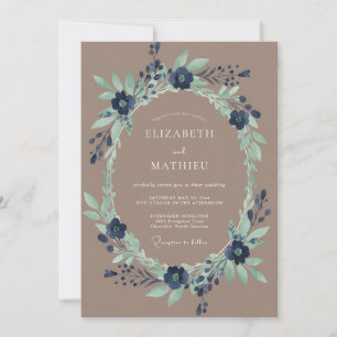 Convites Casamento Florido Navy Verdant