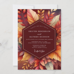 Convites Casamento Florido Outonal Borgonha