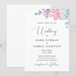 Convites Casamento florido pastel de cor aquosa