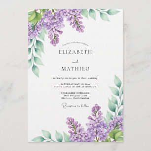 Convites Casamento Florido Pintado de Lavanda