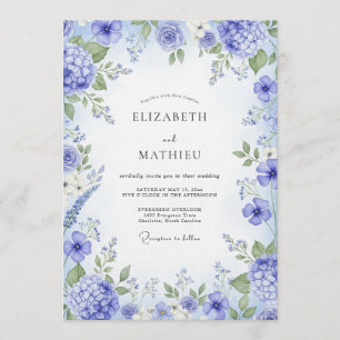 Convites Casamento Florido Pintado de Periwinkle