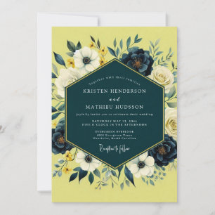 Convites Casamento Florido Pintura em Chartreuse