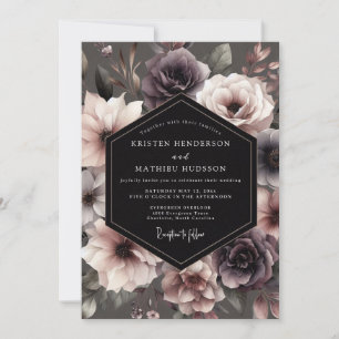 Convites Casamento Florido Slate Roxo Temperamental