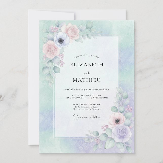 Convites Casamento Florido Sonho Lavanda (Frente)