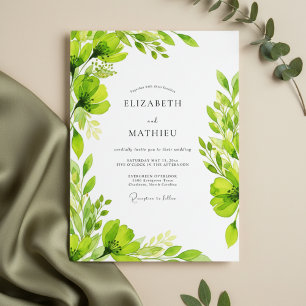 Convites Casamento Florido Verde Lima Viçoso