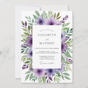 Convites Casamento Florido Verdejante Roxo