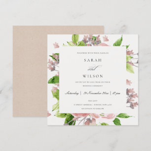 CONVITES CASAMENTO FLORORAL DE COR DE ÁGUA ROMÂNTICA PINT