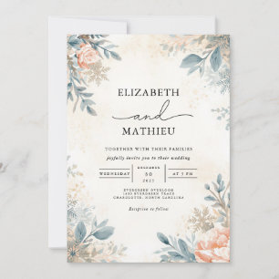 Convites Casamento Flourado de Pastel Floral Eetal