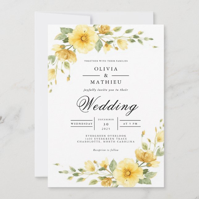 Convites Casamento Flourish do Arco do ouro Bloom (Frente)