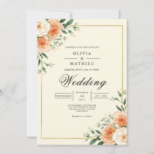 Convites Casamento Flourish do Cantinho de Apricot Bloom