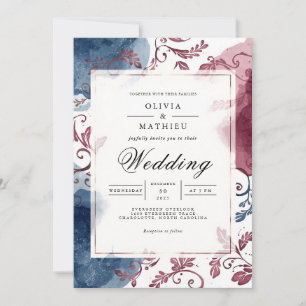 Convites Casamento Flourish Indigo Berry Floral