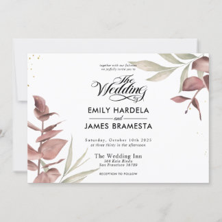 Convites Casamento Fluoral Eucalyptus Watercolor Budget