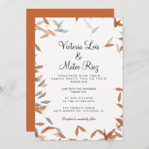 Convites Casamento Flutuante Rustic Falling Leaf Greenery