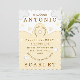 Convites Casamento Fofo Minimalista Estética Moderna e Acon