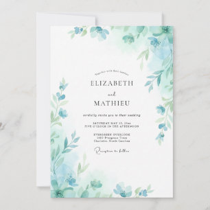 Convites Casamento Folha Aqua Seafoam