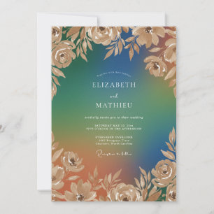 Convites Casamento Folha Azul Champagne