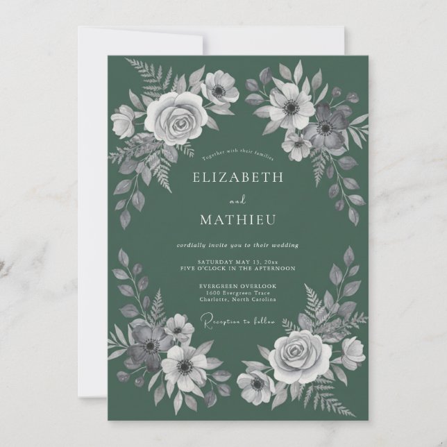 Convites Casamento Folha Branca de Juniper (Frente)