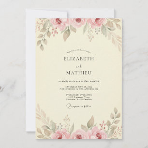 Convites Casamento Folha Creme Mauve